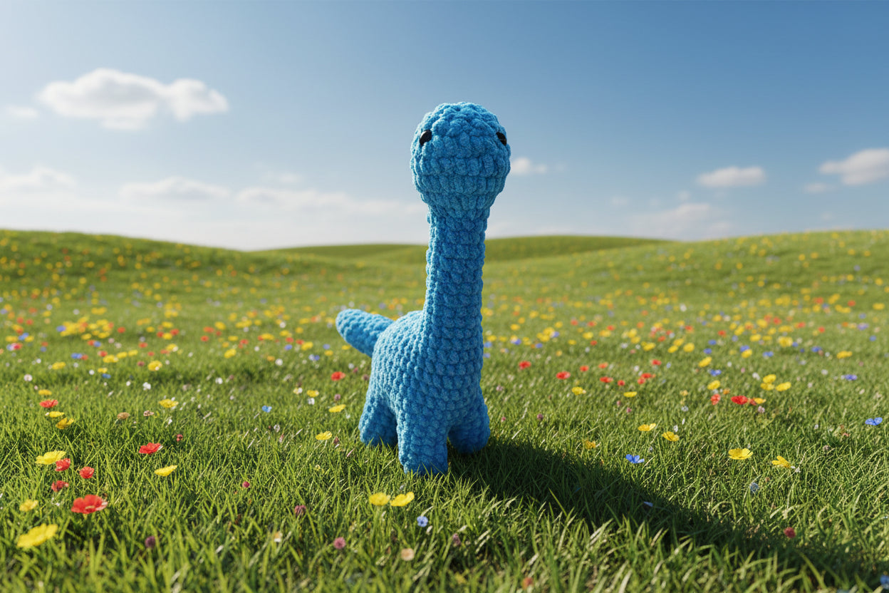 Crochet Brontosaurus | Crochet Dino | Crochet Toy - Blue