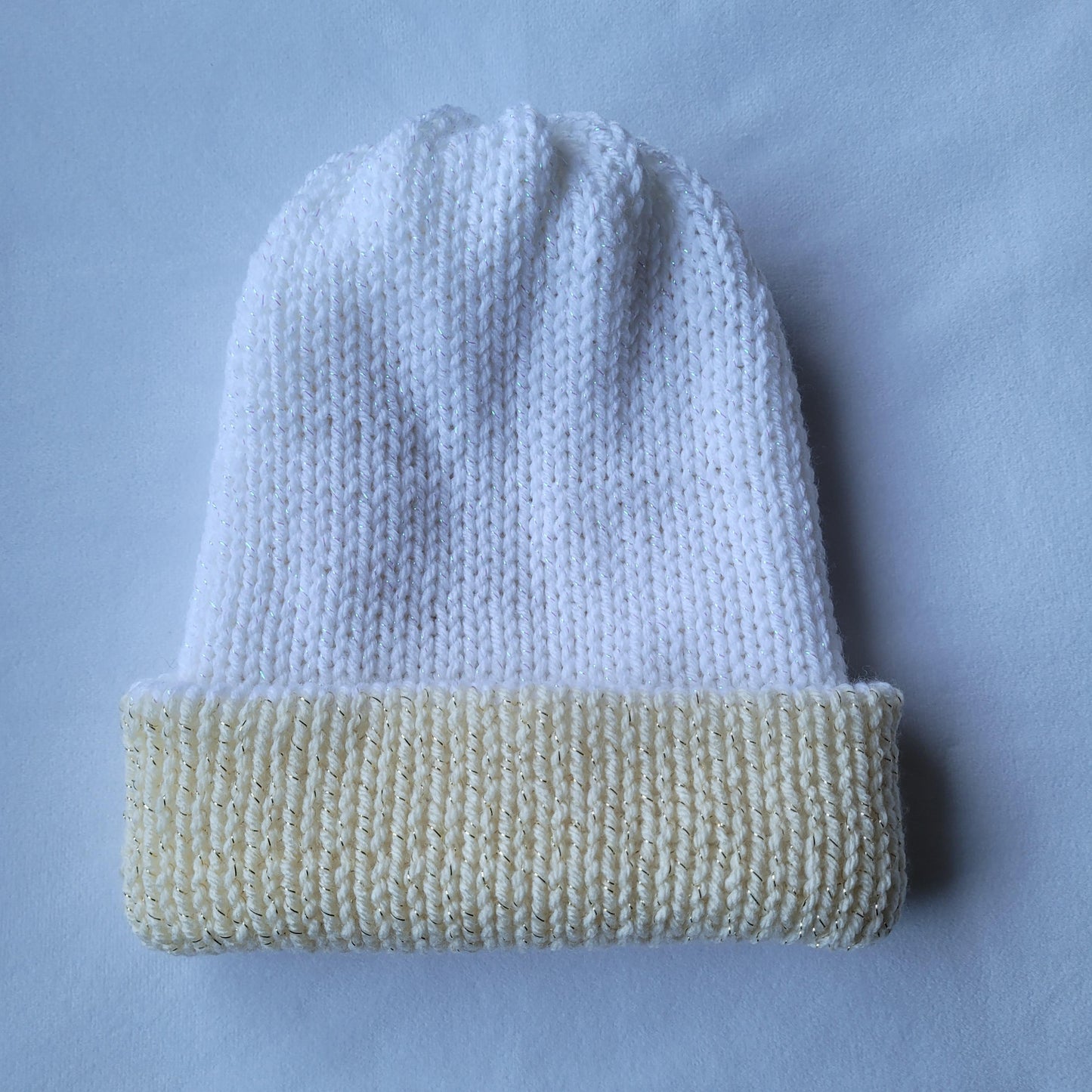 Reversible Knitted Hat - White & Ivory