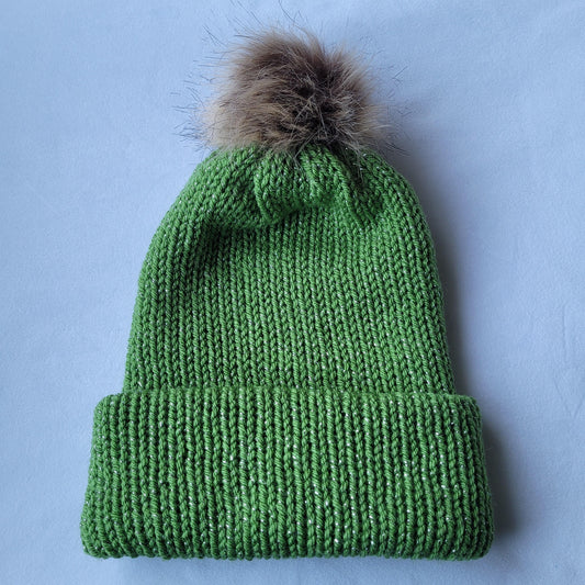 Knitted Hat - Green Sparkle