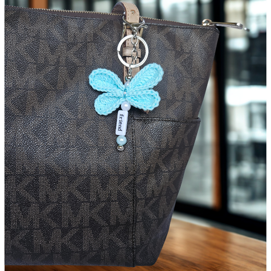 Crochet Dragonfly Keychain | Crochet Bag Charms - Blue