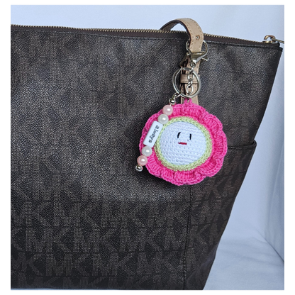 Crochet Flower Keychain | Crochet Bag Charms | Happy Blossom - Pink