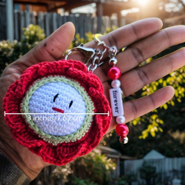 Crochet Flower Keychain | Crochet Bag Charms | Happy Blossom - Red
